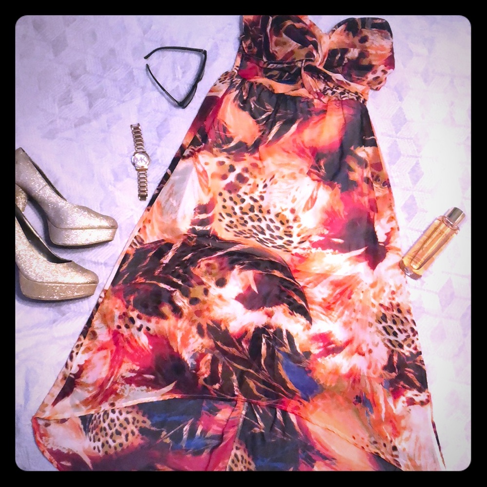 Strapless hi-low dress